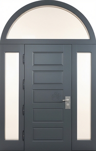 Арочная входная группа с терморазрывом, остеклением и панелями МДФ антрацит
